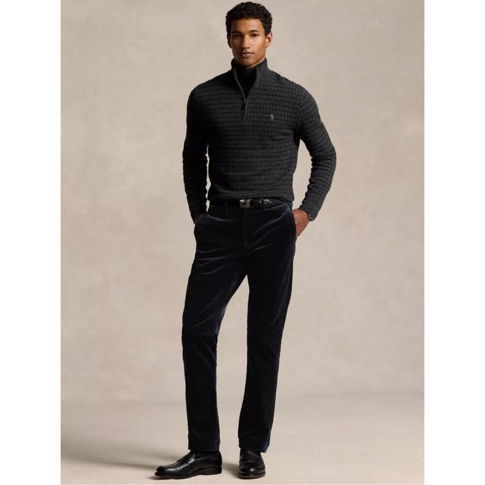 NWT Polo Ralph Lauren Mens Black Stretch Classic Fit Corduroy Pants Size 42 x 32